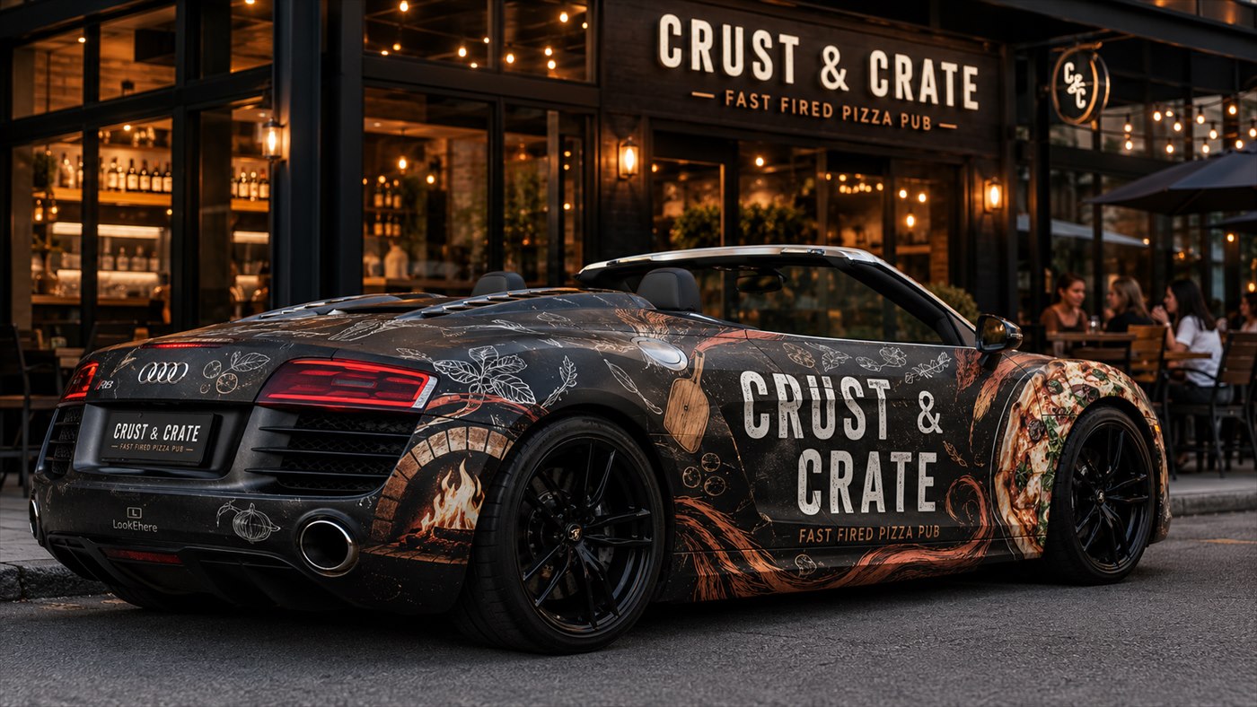 Audi R8 Spyder concept wrap for a restaurant franchise